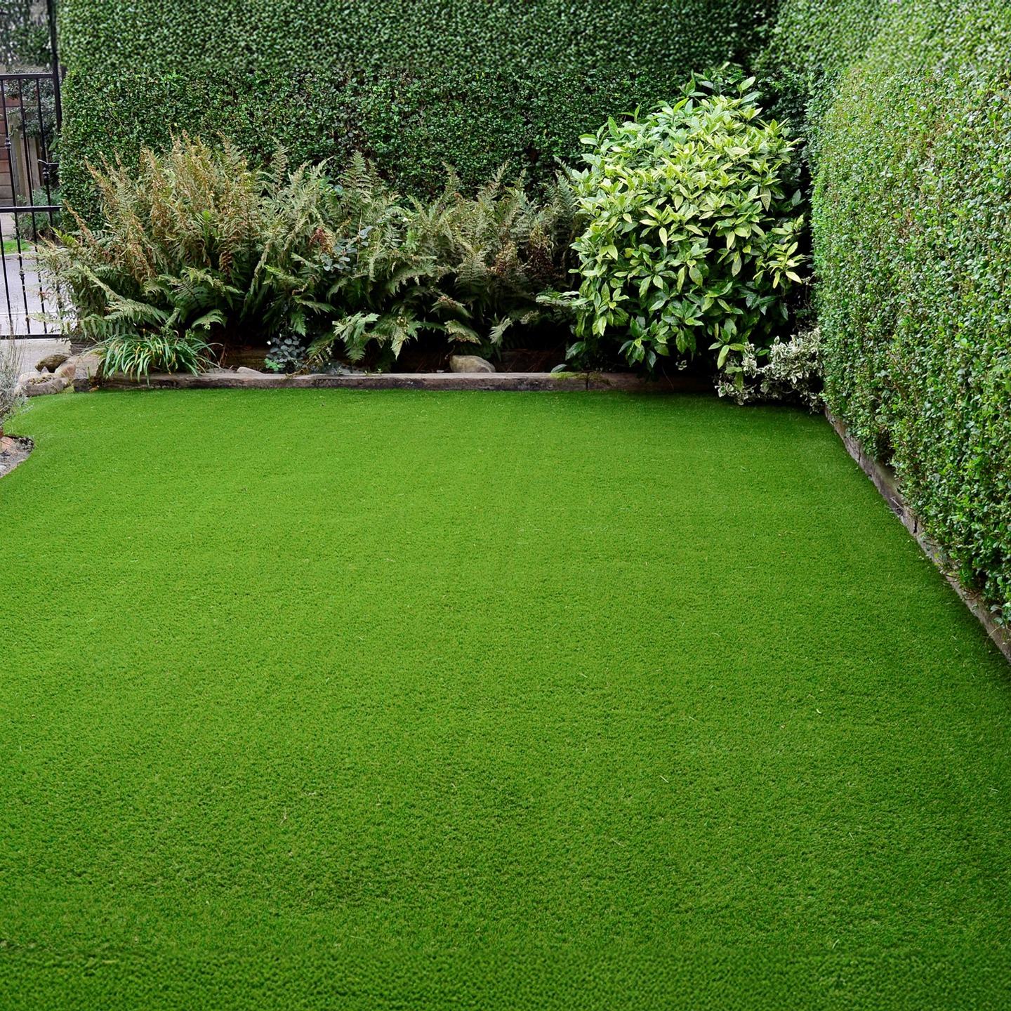 Newly laid artificial lawn